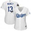 Dodgers #13 Max Muncy White Women 2018 World Series Cool Base Player Jersey