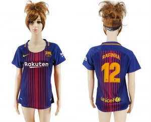 2017-18 Barcelona 12 RAFINHA Home Women Soccer Jersey