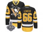 Womens Reebok Pittsburgh Penguins #66 Mario Lemieux Premier Black Gold Third 2017 Stanley Cup Final NHL Jersey