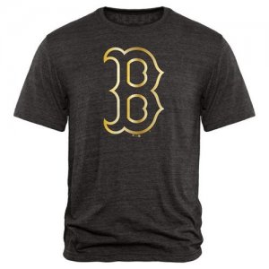 Boston Red Sox Fanatics Apparel Gold Collection Tri-Blend T-Shirt Black