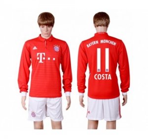 Bayern Munchen #11 Costa Home Long Sleeves Soccer Club Jersey