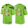 Mens Nike Seattle Seahawks #12 12th Fan Green Gold Limited Special Color Rush Jersey