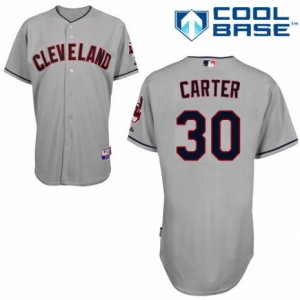 Men\'s Majestic Cleveland Indians #30 Joe Carter Replica Grey Road Cool Base MLB Jersey