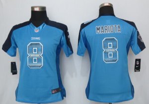 Women Nike Carolina Panthers #8 Mariota Blue Strobe Jerseys