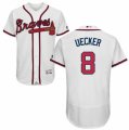 Men's Majestic Atlanta Braves #8 Bob Uecker White Flexbase Authentic Collection MLB Jersey