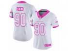 Women Nike Seattle Seahawks #90 Jarran Reed Limited White-Pink Rush Fashion NFL Jersey