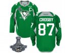 Mens Reebok Pittsburgh Penguins #87 Sidney Crosby Premier Green Practice 2017 Stanley Cup Champions NHL Jersey