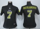 Women New Nike Pittsburgh Steelers #7 Roethlisberger Black Strobe Jerseys