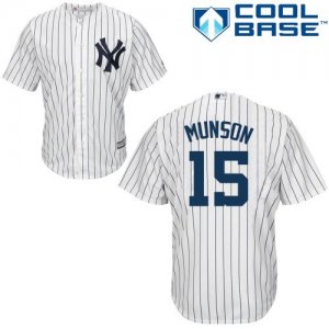 Men\'s Majestic New York Yankees #15 Thurman Munson Authentic White Home MLB Jersey