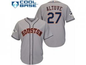 Youth Majestic Houston Astros #27 Jose Altuve Replica Grey Road 2017 World Series Bound Cool Base MLB Jersey