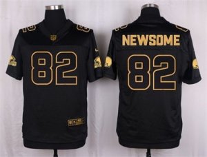 Nike Cleveland Browns #82 Ozzie Newsome Black Pro Line Gold Collection Jersey(Elite)