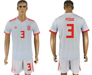 Spain 3 PIQUE Away 2018 FIFA World Cup Soccer Jersey