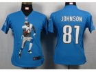 Nike Womens Detroit Lions #81 Johnson Blue Portrait Fashion Game Jerseys