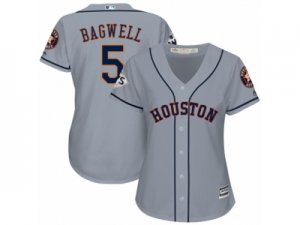 Women Majestic Houston Astros #5 Jeff Bagwell Authentic Grey Road 2017 World Series Bound Cool Base MLB Jersey