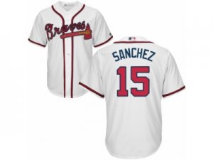 Youth Majestic Atlanta Braves #15 Tony Sanchez Replica White Home Cool Base MLB Jersey