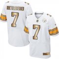 Nike Pittsburgh Steelers #7 Ben Roethlisberger White Mens Stitched NFL Elite Gold Jersey