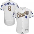 Men Kansas City Royals #8 Mike Moustakas White World Series Champions Gold Program FlexBase MLB Jersey