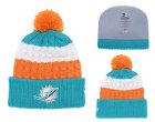 Dolphins Team Logo Aqua Cuffed Pom Knit Hat YD