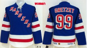 Women NHL New York Rangers #99 Wayne Gretzky blue jerseys