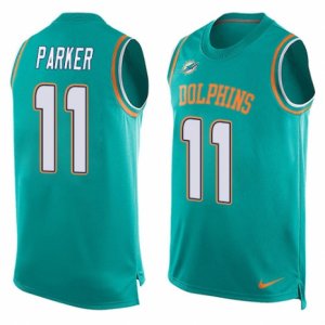 Mens Nike Miami Dolphins #11 DeVante Parker Limited Aqua Green Player Name & Number Tank Top NFL Jersey
