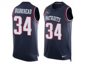 Mens Nike New England Patriots #34 Rex Burkhead Limited Navy Blue Player Name & Number Tank Top NFL Jersey