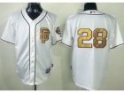 MLB San Francisco Giants #28 Buster Posey Cream Jerseys(Gold Number)