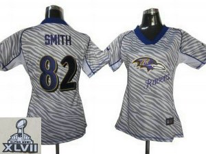 2013 Super Bowl XLVII Women NEW NFL Baltimore Ravens #82 Patrick Smith Zebra Field Flirt Fashion Jerseys