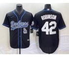 Men's Los Angeles Dodgers #42 Jackie Robinson Black Cool Base Stitched Baseball Jersey1