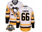 Men's Reebok Pittsburgh Penguins #66 Mario Lemieux Authentic White Away 50th Anniversary Patch NHL Jersey