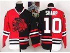 NHL Chicago Blackhawks #10 Patrick Sharp Red Black Split Red Skull 2015 Stanley Cup Champions jerseys