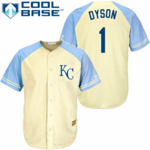 Men\'s Majestic Kansas City Royals #1 Jarrod Dyson Authentic Cream Exclusive Vintage Cool Base MLB Jersey