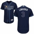 Mens Majestic Tampa Bay Rays #3 Evan Longoria Navy Blue Flexbase Authentic Collection MLB Jersey