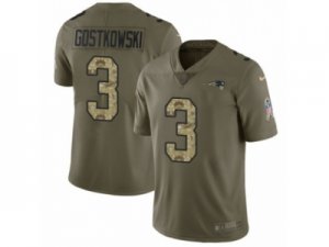 Men Nike New England Patriots #3 Stephen Gostkowski Limited Olive Camo 2017 Salute to Service NFL Jersey