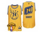 Mens Adidas Golden State Warriors #24 Rick Barry Swingman Gold Throwback The City 2017 The Finals Patch NBA Jersey