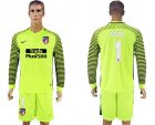 2017-18 Atletico Madrid 1 MOYA Fluorescent Green Long Sleeve Goalkeeper Soccer Jersey