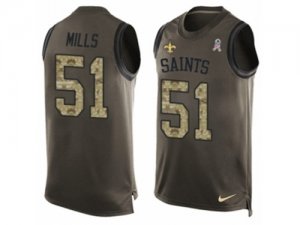 Mens Nike New Orleans Saints #51 Sam Mills Limited Green Salute to Service Tank Top NFL Jersey