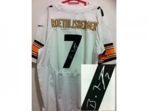 Nike Pittsburgh Steelers #7 Ben Roethlisberger White Jerseys(Elite Signed)