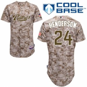 Men\'s Majestic San Diego Padres #24 Rickey Henderson Authentic Camo Alternate 2 Cool Base MLB Jersey