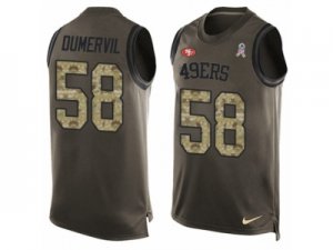 Mens Nike San Francisco 49ers #58 Elvis Dumervil Limited Green Salute to Service Tank Top NFL Jersey