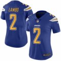 Women's Nike San Diego Chargers #2 Josh Lambo Limited Electric Blue Rush NFL Jersey