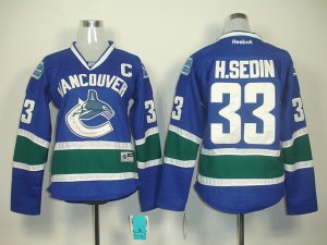 women nhl vancouver canucks #33 h.sedin blue