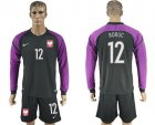 Poland #12 Boruc Black Goalkeeper Long Sleeves Soccer Country Jersey