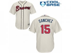 Youth Majestic Atlanta Braves #15 Tony Sanchez Replica Cream Alternate 2 Cool Base MLB Jersey