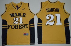 Wake Forest Demon Deacons #21 Tim Duncan Gold Basketball Stitched NCAA Jersey