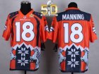 Nike Denver Broncos #18 Peyton Manning Orange Super Bowl 50 Men Stitched NFL Elite Noble Fashion Jersey