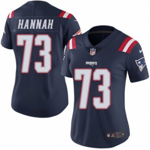 Women\'s Nike New England Patriots #73 John Hannah Limited Navy Blue Rush NFL Jersey
