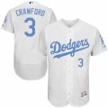 Men's Majestic Los Angeles Dodgers #3 Carl Crawford Authentic White 2016 Father's Day Fashion Flex Base MLB Jersey