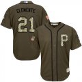 Pittsburgh Pirates #21 Roberto Clemente Green Salute to Service Stitched Baseball Jersey