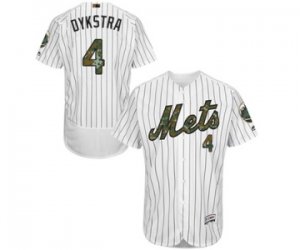 Men\'s Majestic New York Mets #4 Lenny Dykstra Authentic White 2016 Memorial Day Fashion Flex Base MLB Jersey