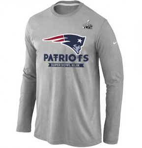 2015 Super Bowl XLIX Nike New England Patriots Long Sleeve T-Shirt Light grey